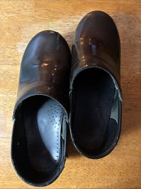 Dansko Brown Patent Leather Clogs